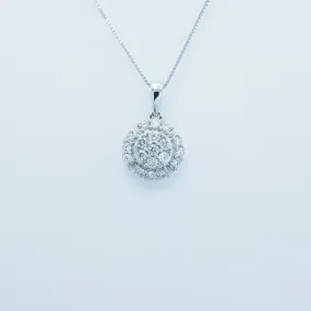 Collana Ciondolo in Oro Bianco 18 kt con Diamanti Certificati - (Disco)